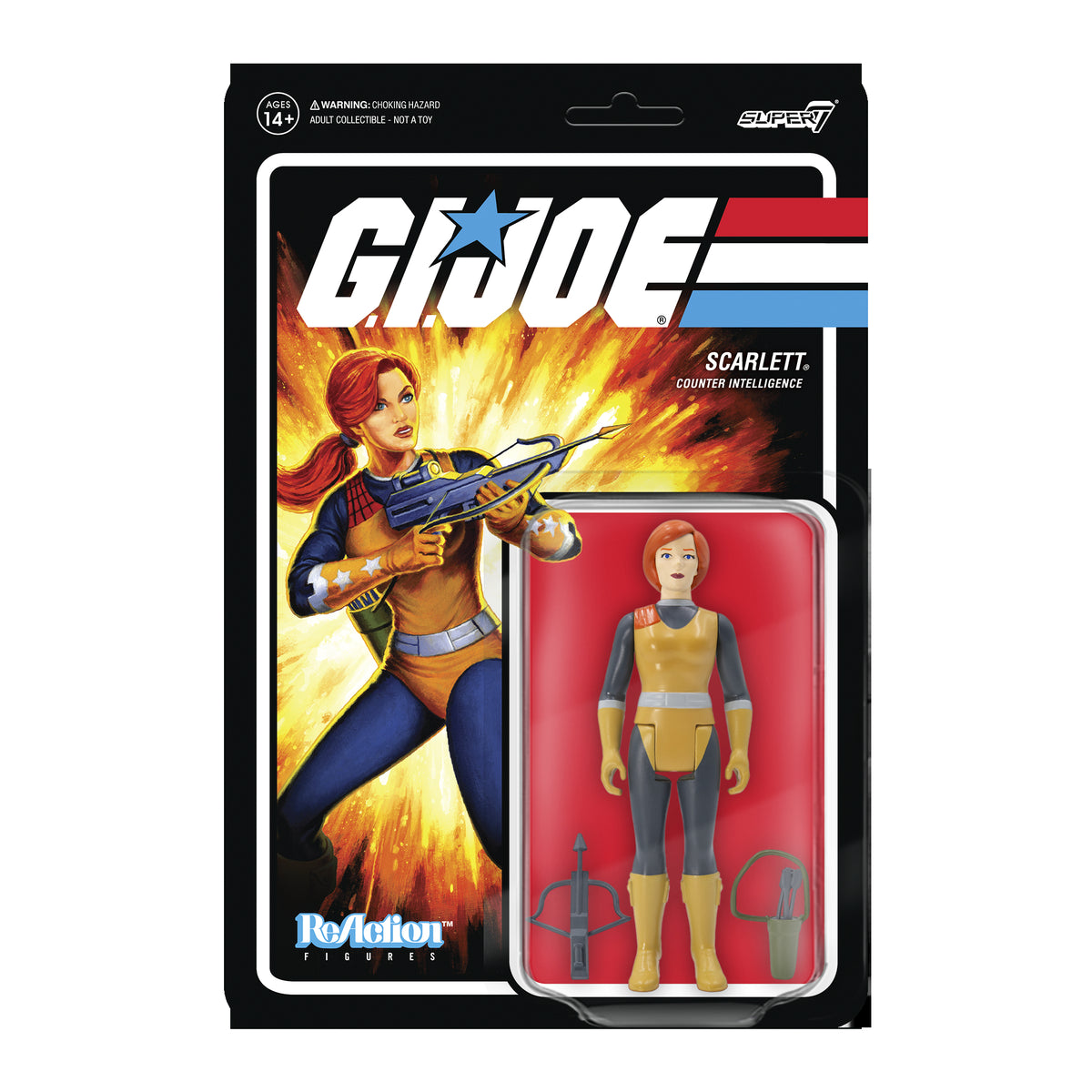 G.I. Joe Scarlett action figure packaging with character illustration on a white background