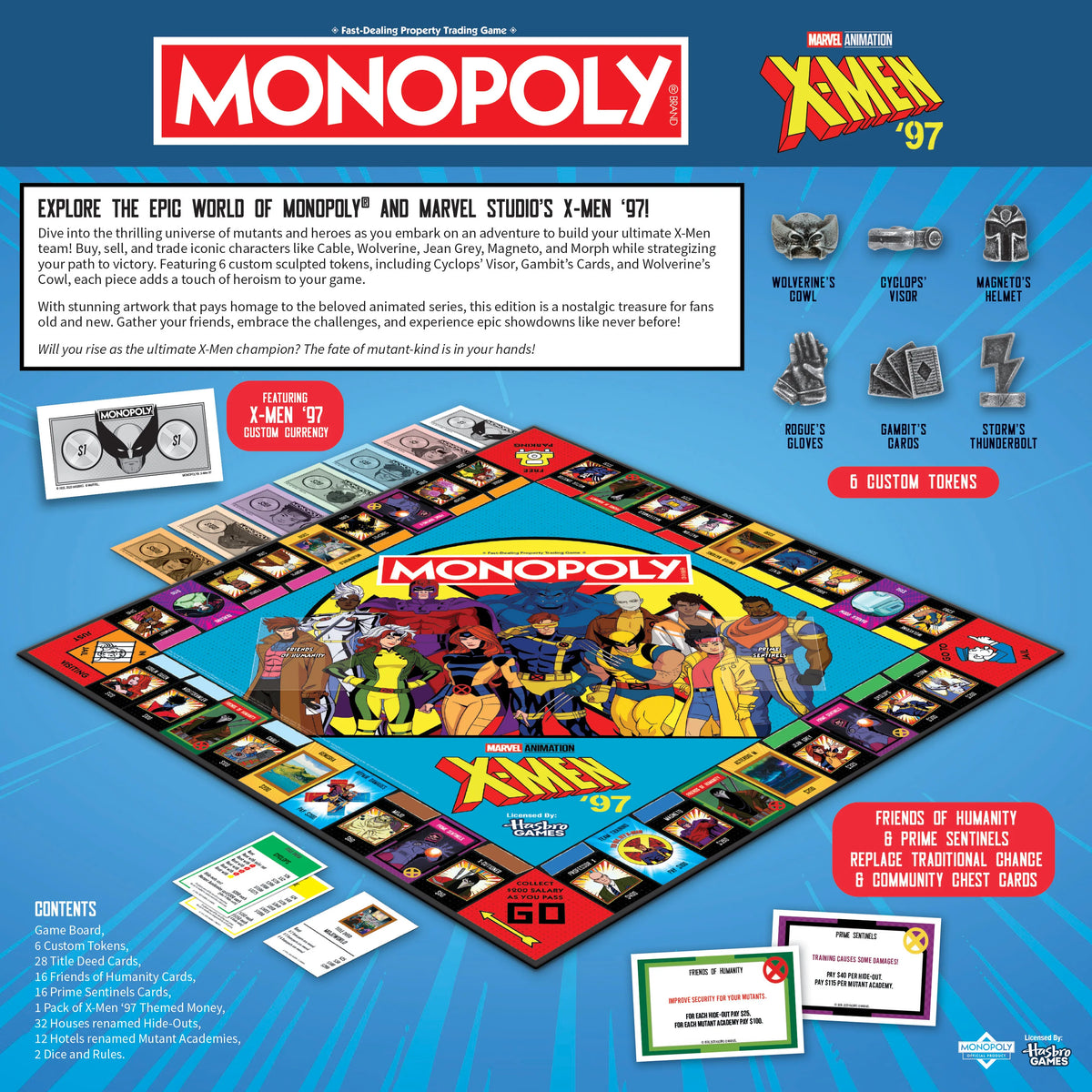 Monopoly X-Men '97 board game packaging with colorful design and Marvel branding. - Games - Board Games - Monopoly