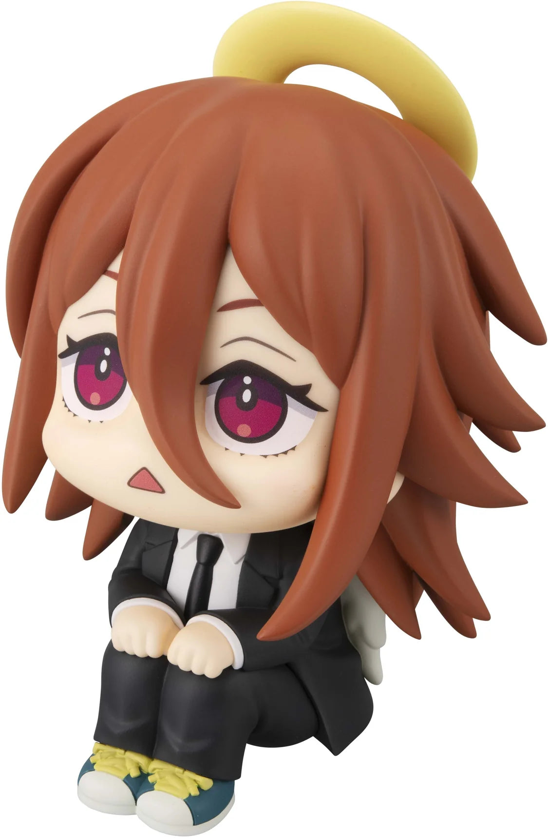 Front view of the MegaHouse Angel Devil Look Up figure gazing upward beneath a golden halo. - Toys