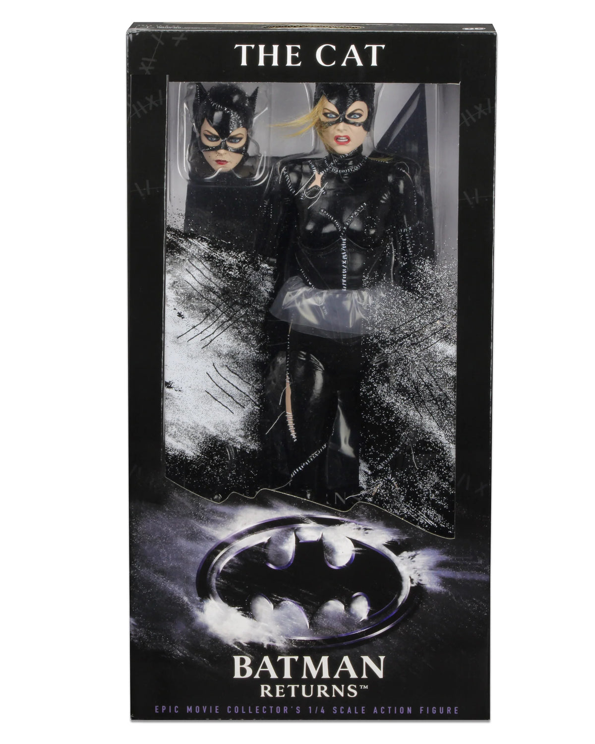 Boxed action figure of Catwoman from 'Batman Returns' with a black and white design. - Action Figures - DC Comics