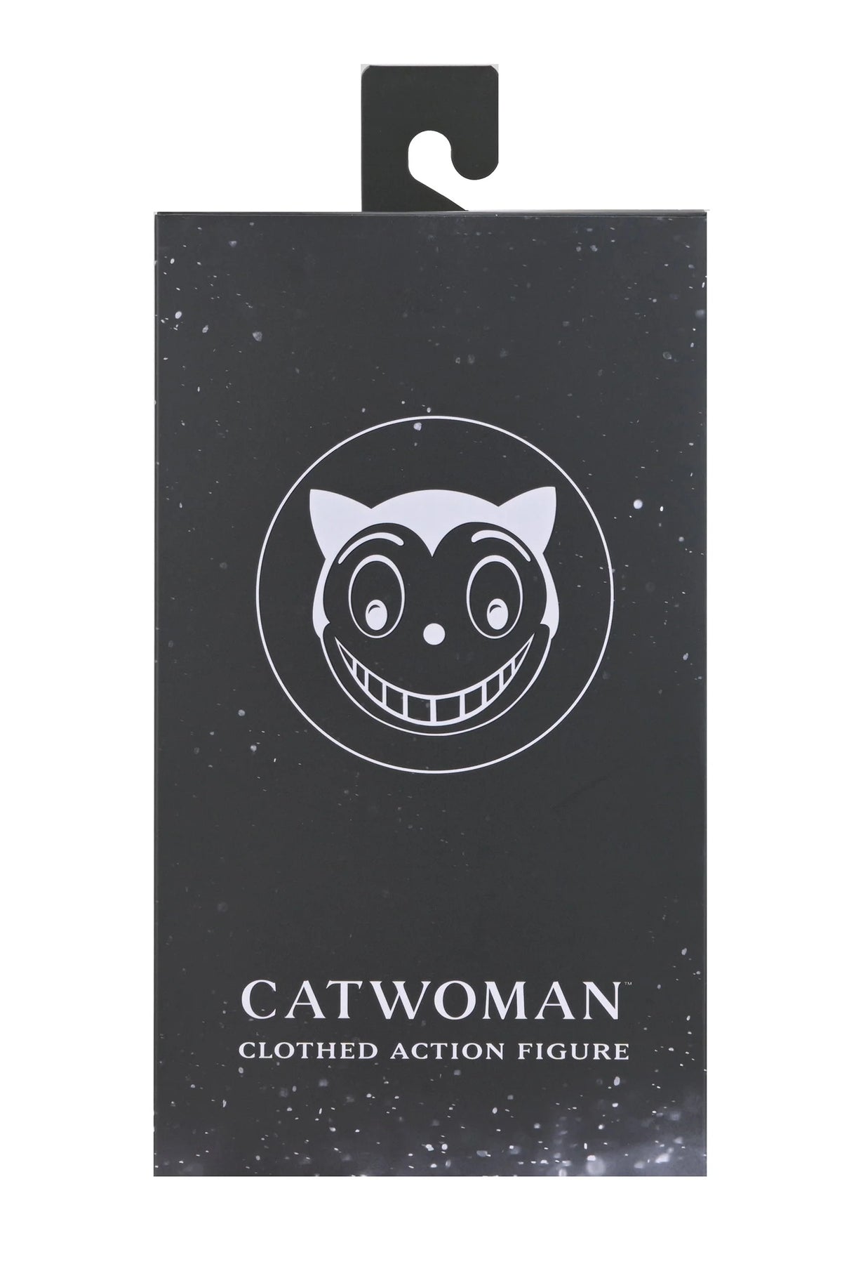 Black packaging for a 'Catwoman' clothed action figure with a white logo and text. - Action Figures - DC Comics