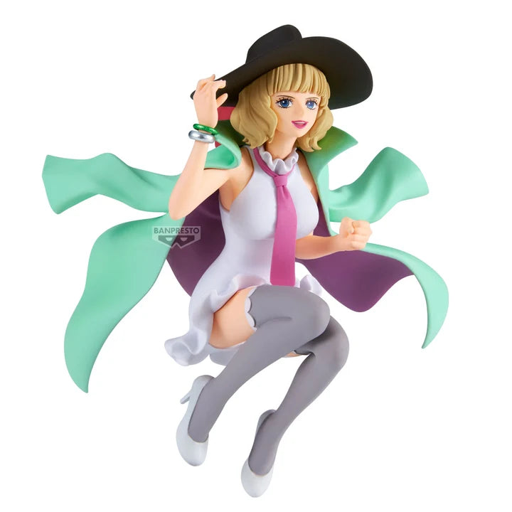 Figurine of Miss Buckingham Stussy from One Piece with a black hat, white dress, and gray stockings - Action Figures - Anime - One Piece