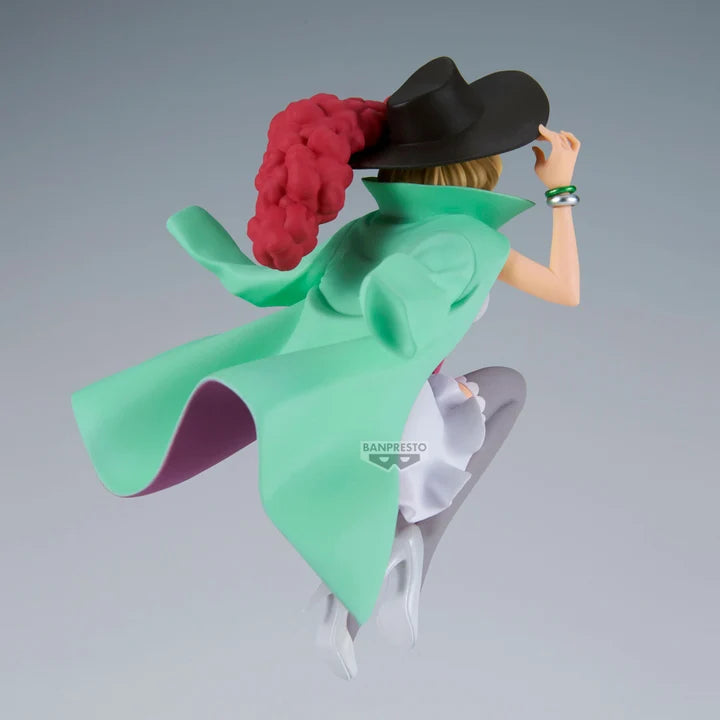 One Piece Battle Record Collection Miss Buckingham Stussy figure in a white dress, mint-green cape, and wide-brimmed hat by Banpresto. - Action Figures - Anime - One Piece