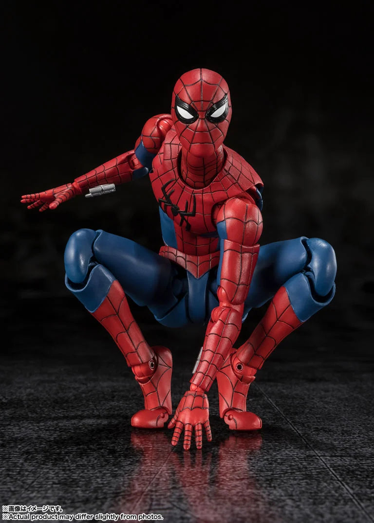 Front view of the Spider-Man: Brand New Day S.H.Figuarts red-and-blue suit