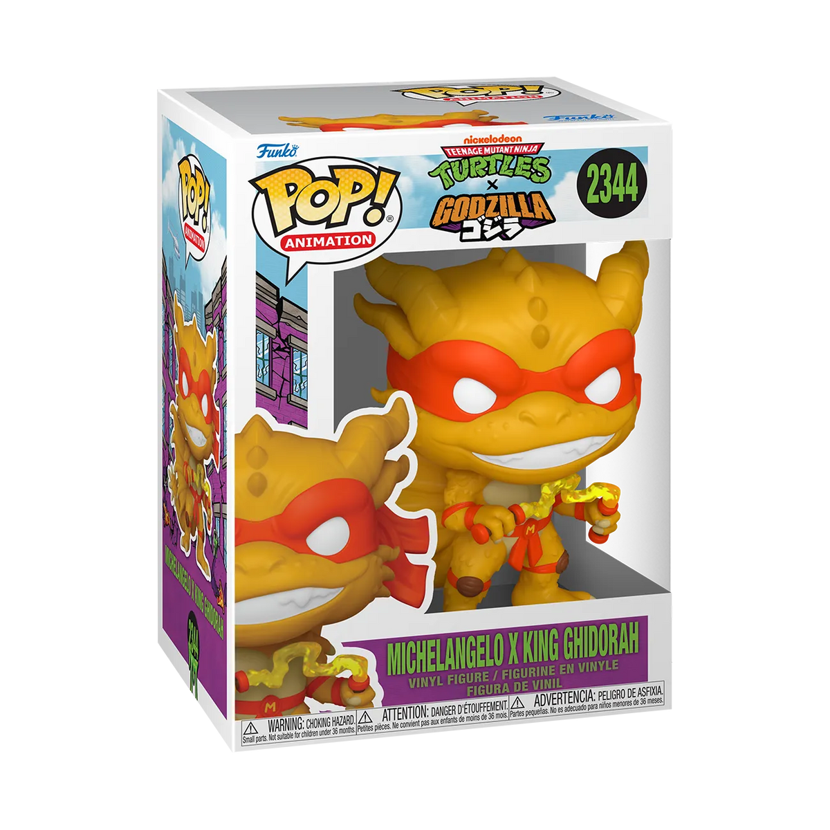 Funko Pop! vinyl figure packaging featuring Michelangelo from Teenage Mutant Ninja Turtles and King Ghidorah from Godzilla. - Funko - Funko Pops - Common - Animation