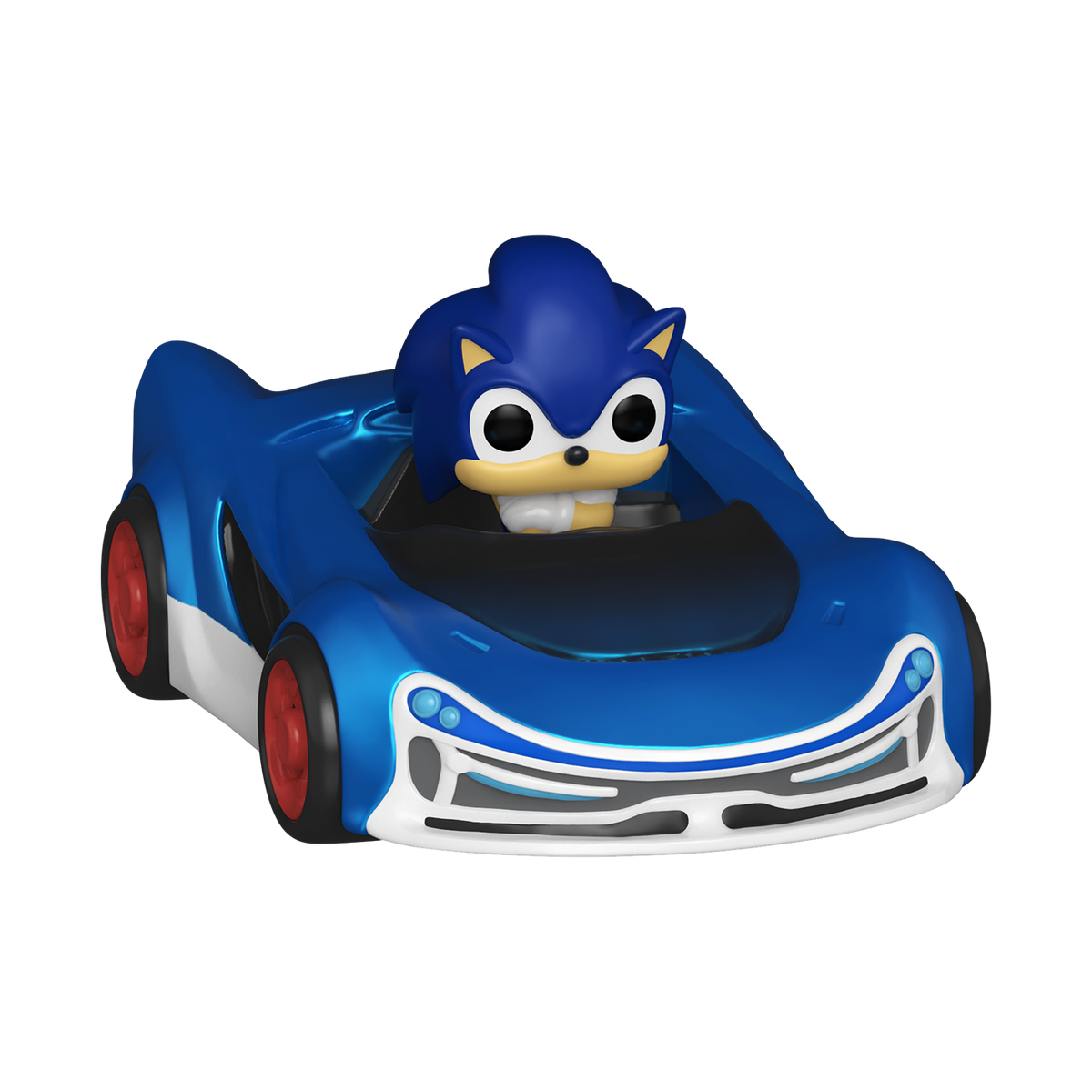 Sonic the Hedgehog Bitty Pop! figure seated inside the blue Speed Star racing car.