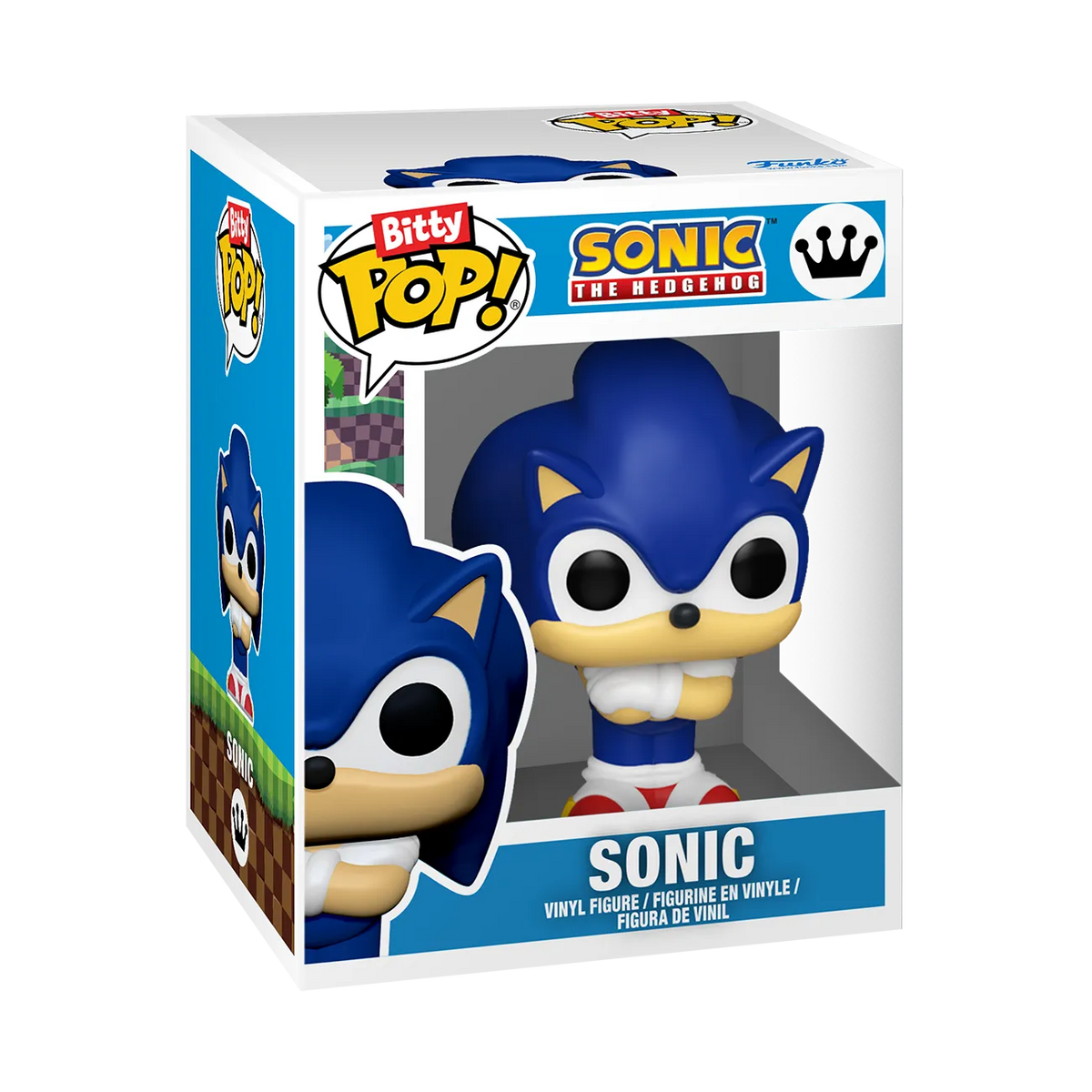 Sonic the Hedgehog Bitty Pop! figure inside a miniature Funko-style window box display case.