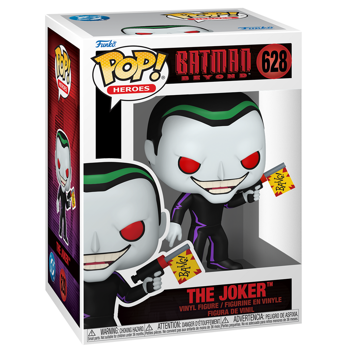 Batman Beyond: Return of the Joker Funko Pop! #628 displayed beside its retail box. - Funko - Funko Pops - Common - DC Comics
