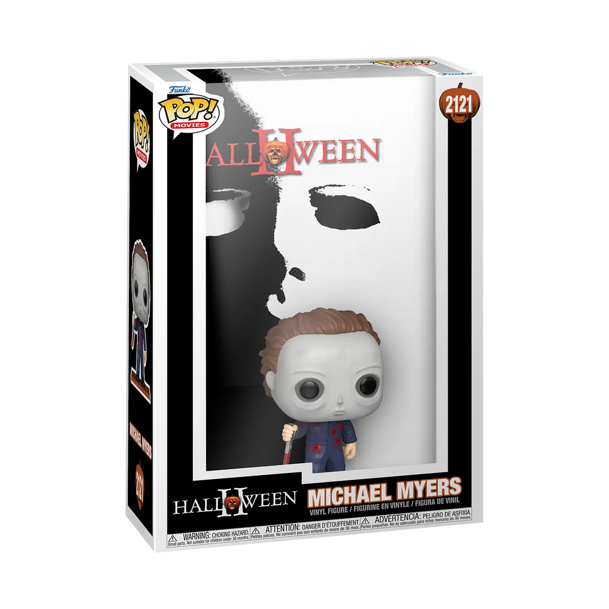 Halloween II Michael Myers Pop! Movie Poster #2121 vinyl figure in a protective display case with iconic film artwork. - Action Figures - Horror - Halloween