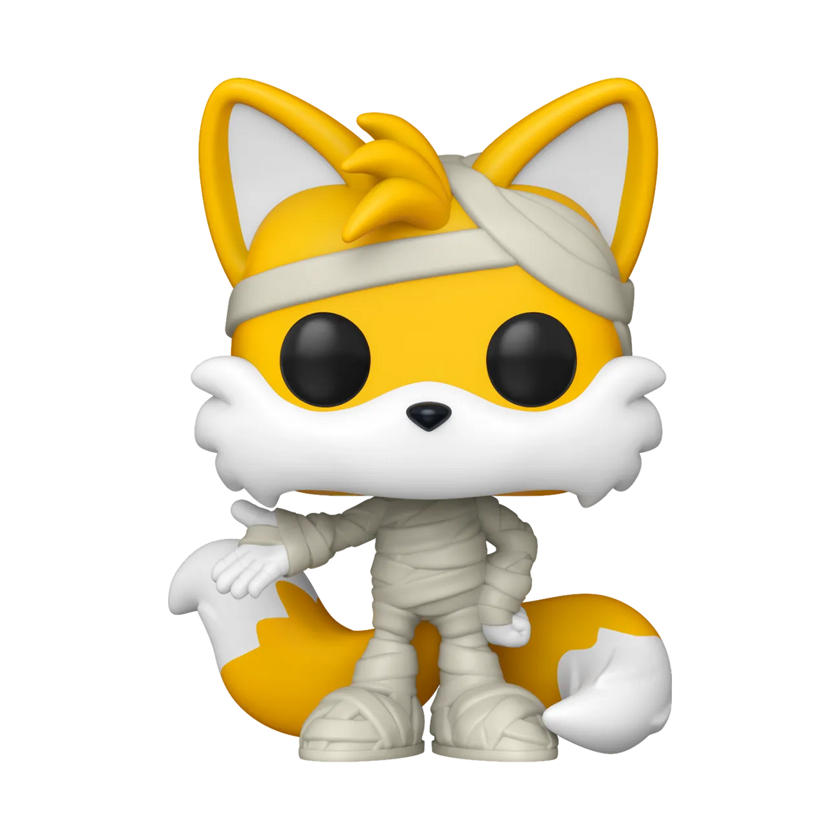 Tails as Mummy Funko Pop! figure wrapped in bandages with his ears, gloves, shoes, and two tails visible.