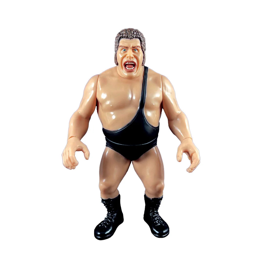André the Giant Wrestling’s Heels and Faces action figure in one-strap singlet and tall boots.