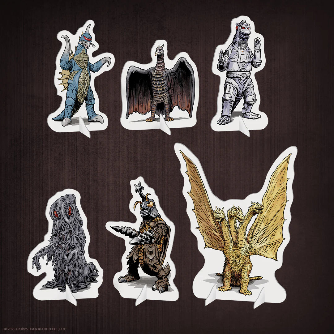 Player Standees depicting Rodan, Mechagodzilla, and King Ghidorah. - Games - Board Games - Clue