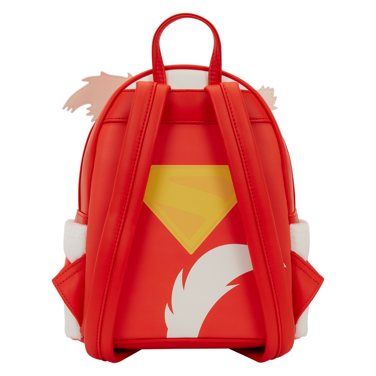 Red backpack with a yellow emblem and white accents on a white background - Accessories - Backpacks