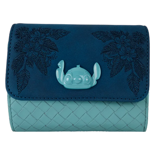 DISNEY STITCH SUEDE W/ FLOWERS LOUNGEFLY WALLET
