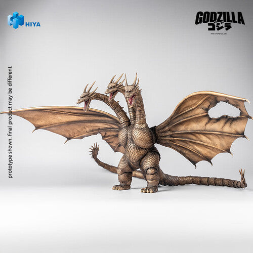 King Ghidorah toy figure with open wings on a white background, featuring the Hiya Toys logo. - Action Figures - Movies - Godzilla & Kong