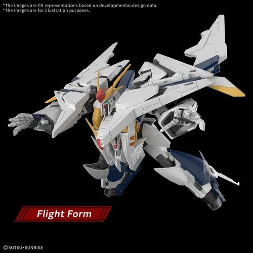 Model kit of a RX-105 XI GUNDAM in flight form on a black background - Model Kits
