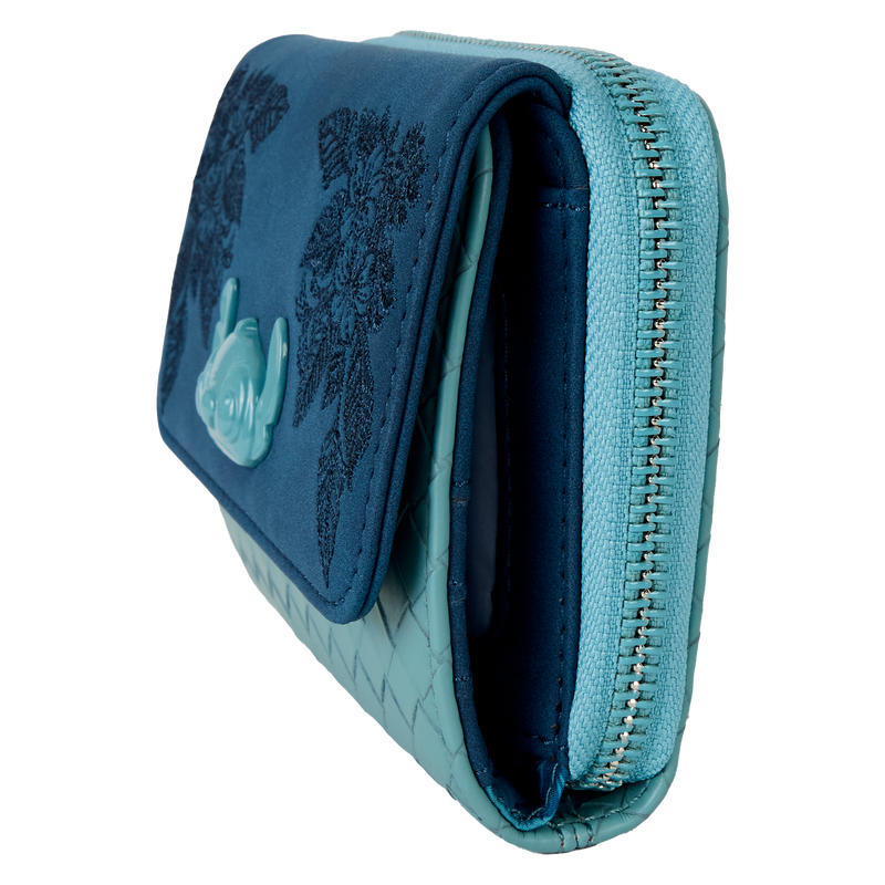 DISNEY STITCH SUEDE W/ FLOWERS LOUNGEFLY WALLET