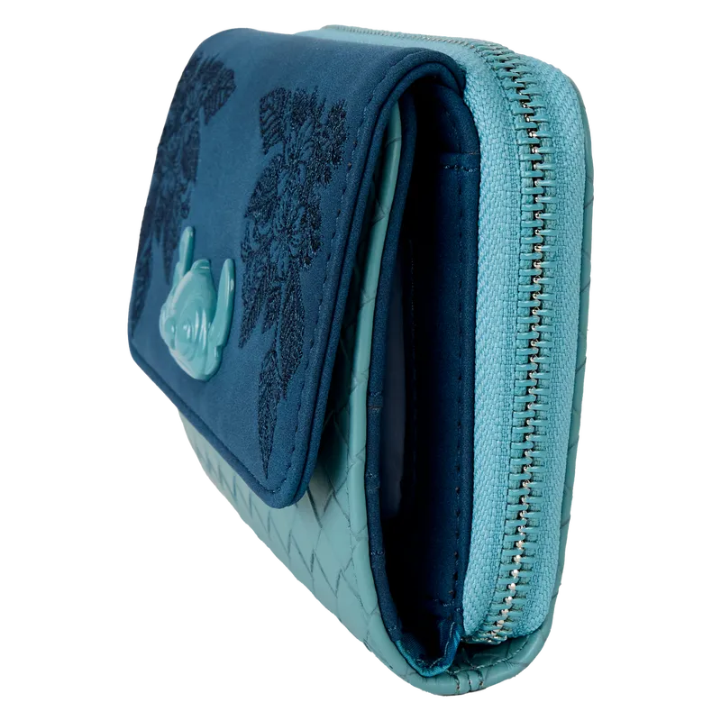 DISNEY STITCH SUEDE W/ FLOWERS LOUNGEFLY WALLET