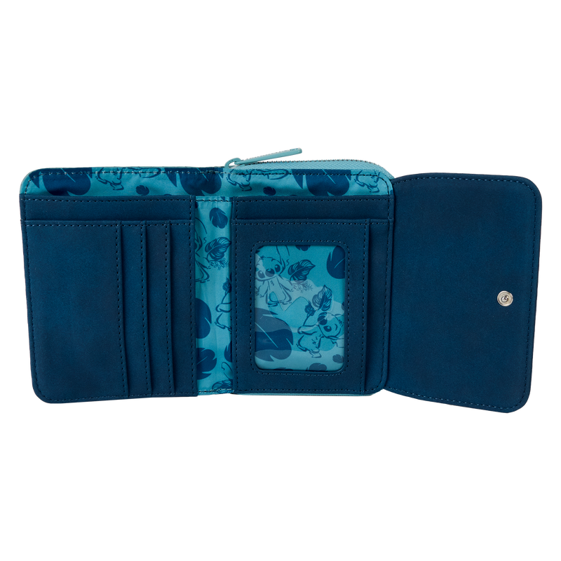 DISNEY STITCH SUEDE W/ FLOWERS LOUNGEFLY WALLET