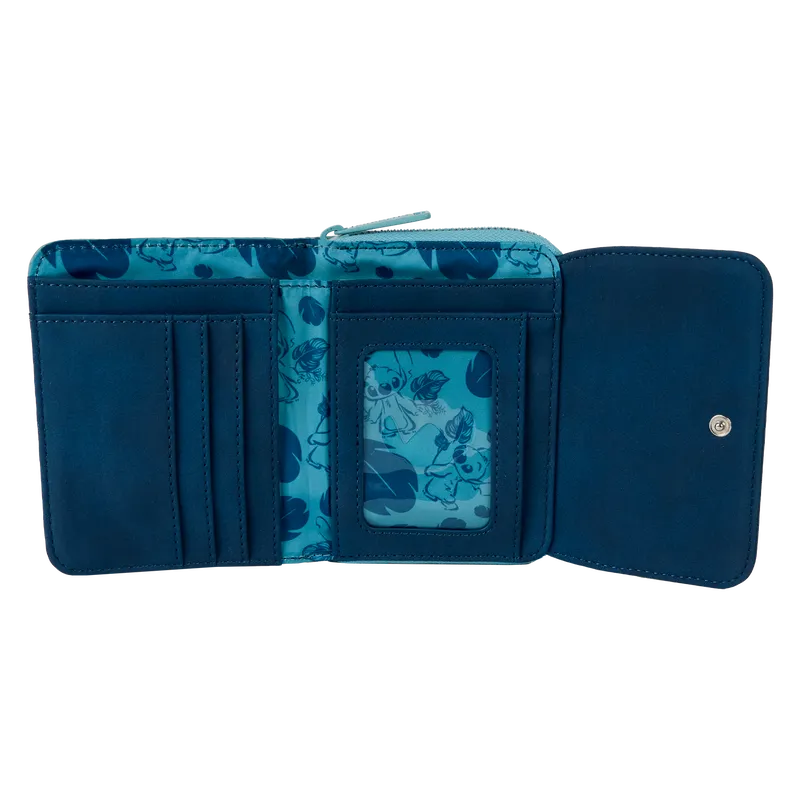 DISNEY STITCH SUEDE W/ FLOWERS LOUNGEFLY WALLET