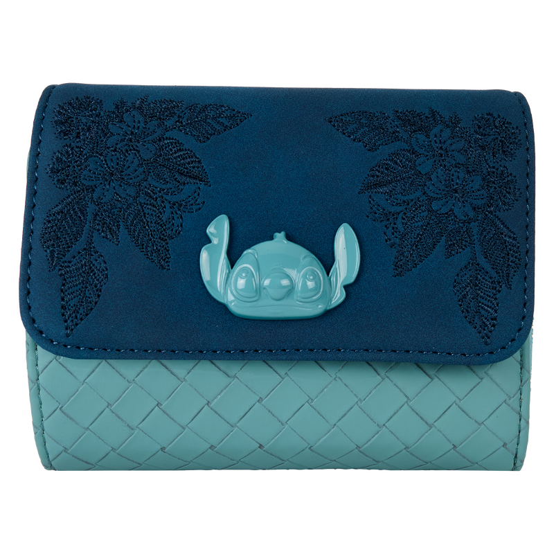 DISNEY STITCH SUEDE W/ FLOWERS LOUNGEFLY WALLET