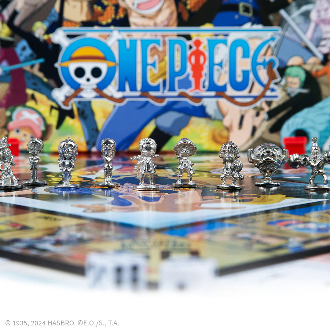 Board game with character pieces on a One Piece-themed board