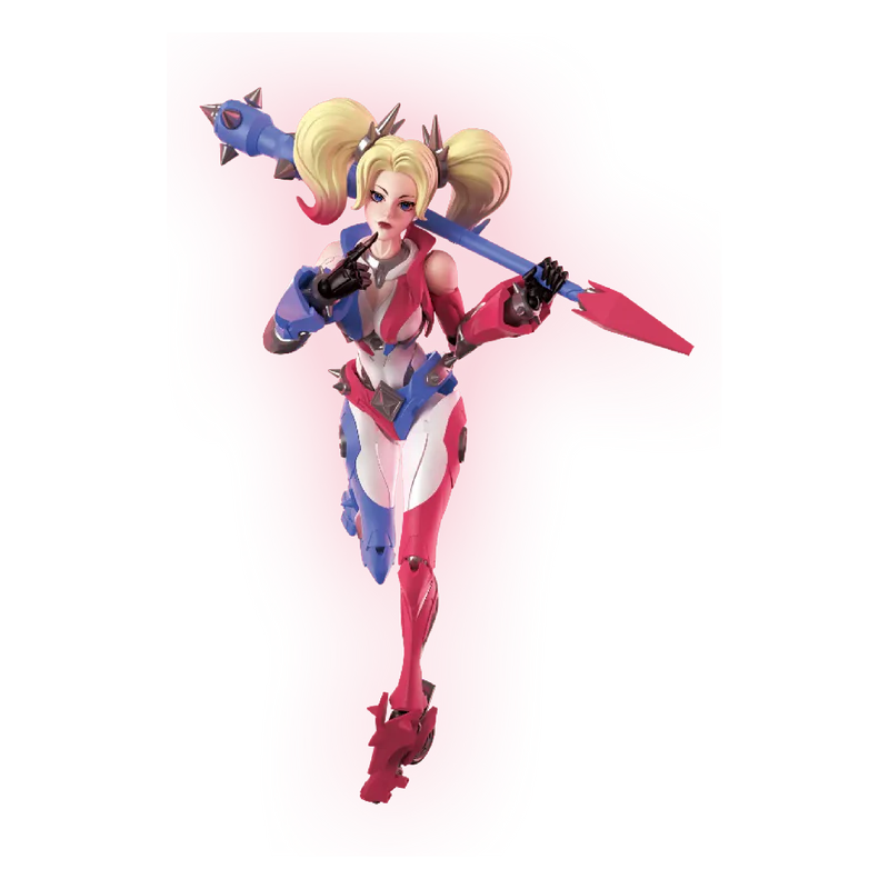 Completed Harley Quinn model kit posed with a cute gesture - Model Kits
