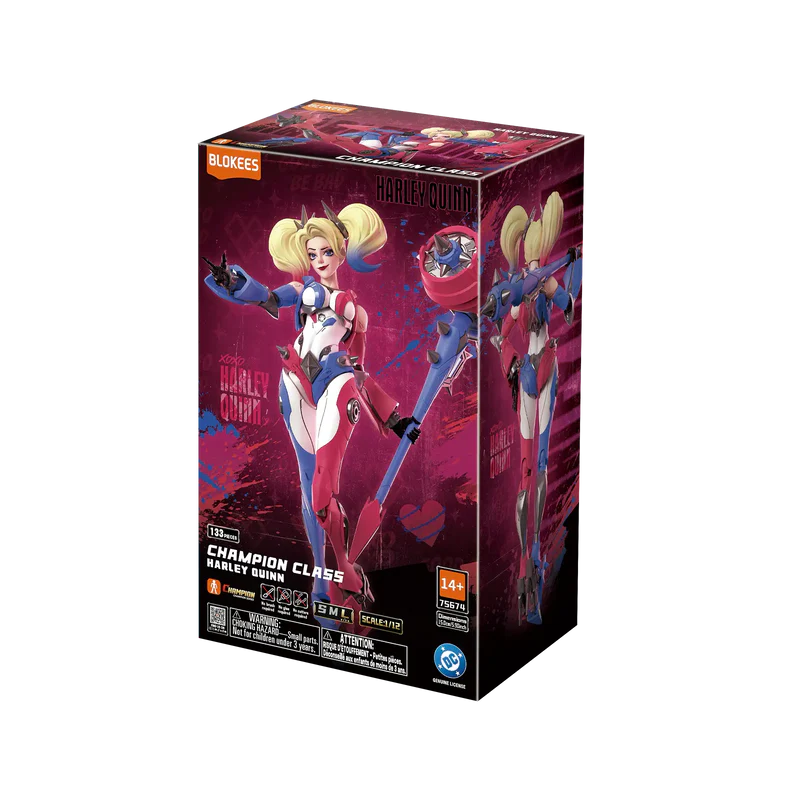 Packaging of a Harley Quinn model kit with colorful design on a white background - Model Kits