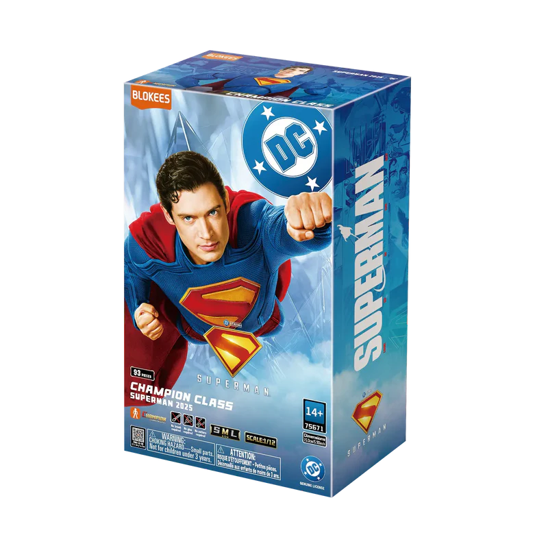 Superman Blokees Model Kit packaging with DC logo on a white background - Model Kits