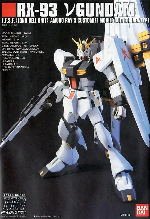 Model kit of RX-93 ν Gundam with detailed features - Model Kits - Gundam