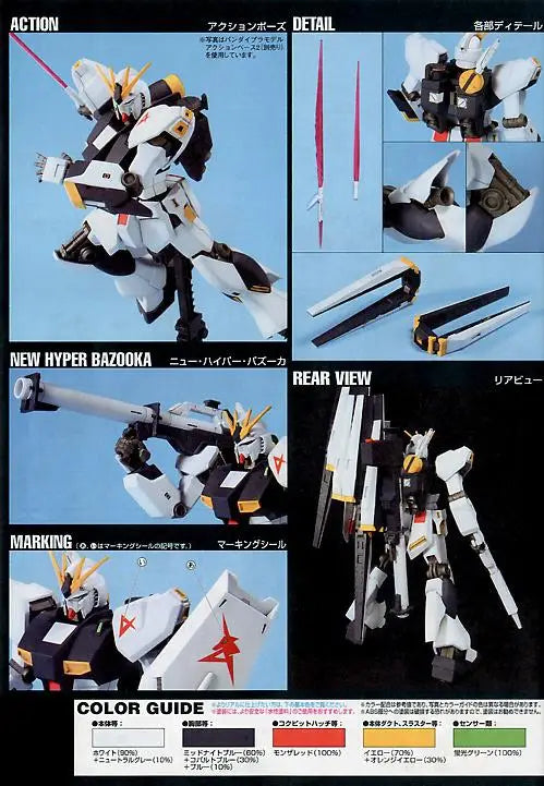 Model kit packaging with multiple views and details of a RX-93 NU GUNDAM. - Model Kits - Gundam
