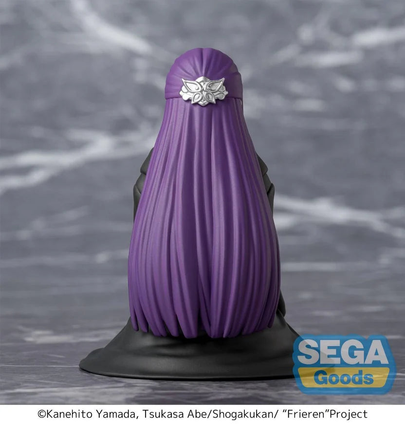 Figurine of Fern with purple hair and a silver emblem on a gray background, featuring the Sega Goods logo.