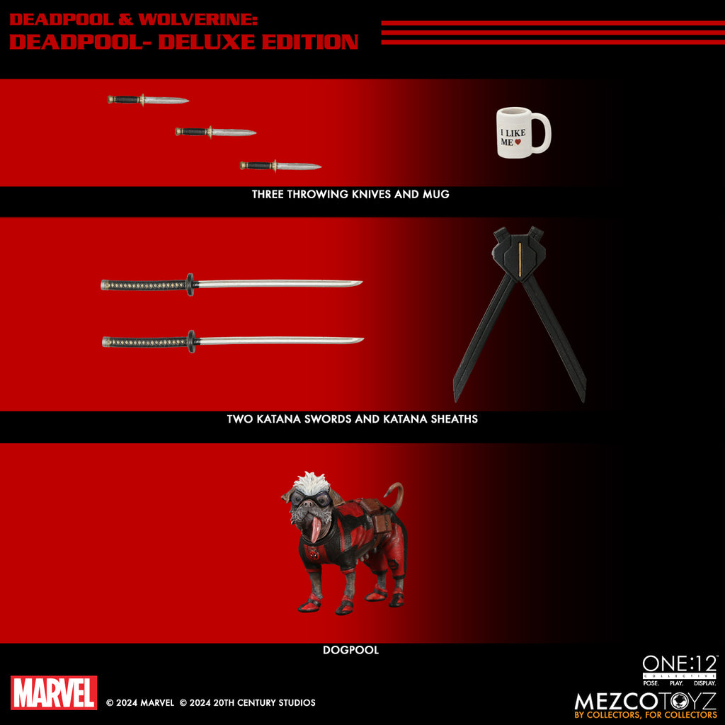 Deadpool (with Dogpool) – Marvel Deadpool & Wolverine – Mezco One:12 Collective Figure
