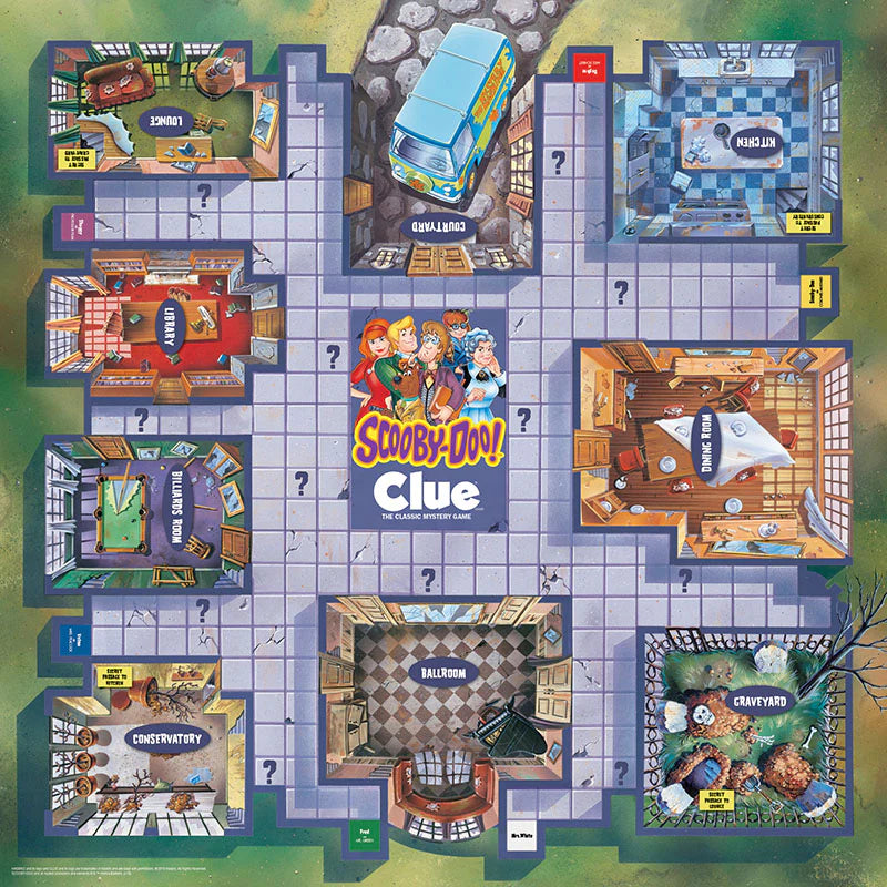 Scooby-Doo! Clue board game layout with various locations and characters. - Action Figures - Television