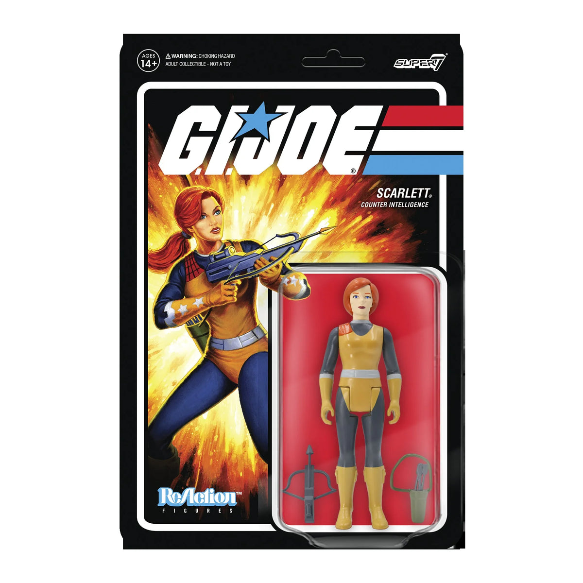 G.I. Joe Scarlett action figure packaging with character illustration on a white background