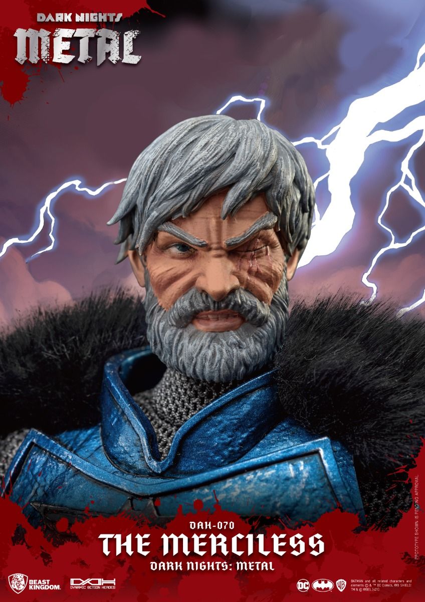 Figure of a character from 'Dark Nights: Metal' with a dark background and lightning effects. - Action Figures - DC Comics