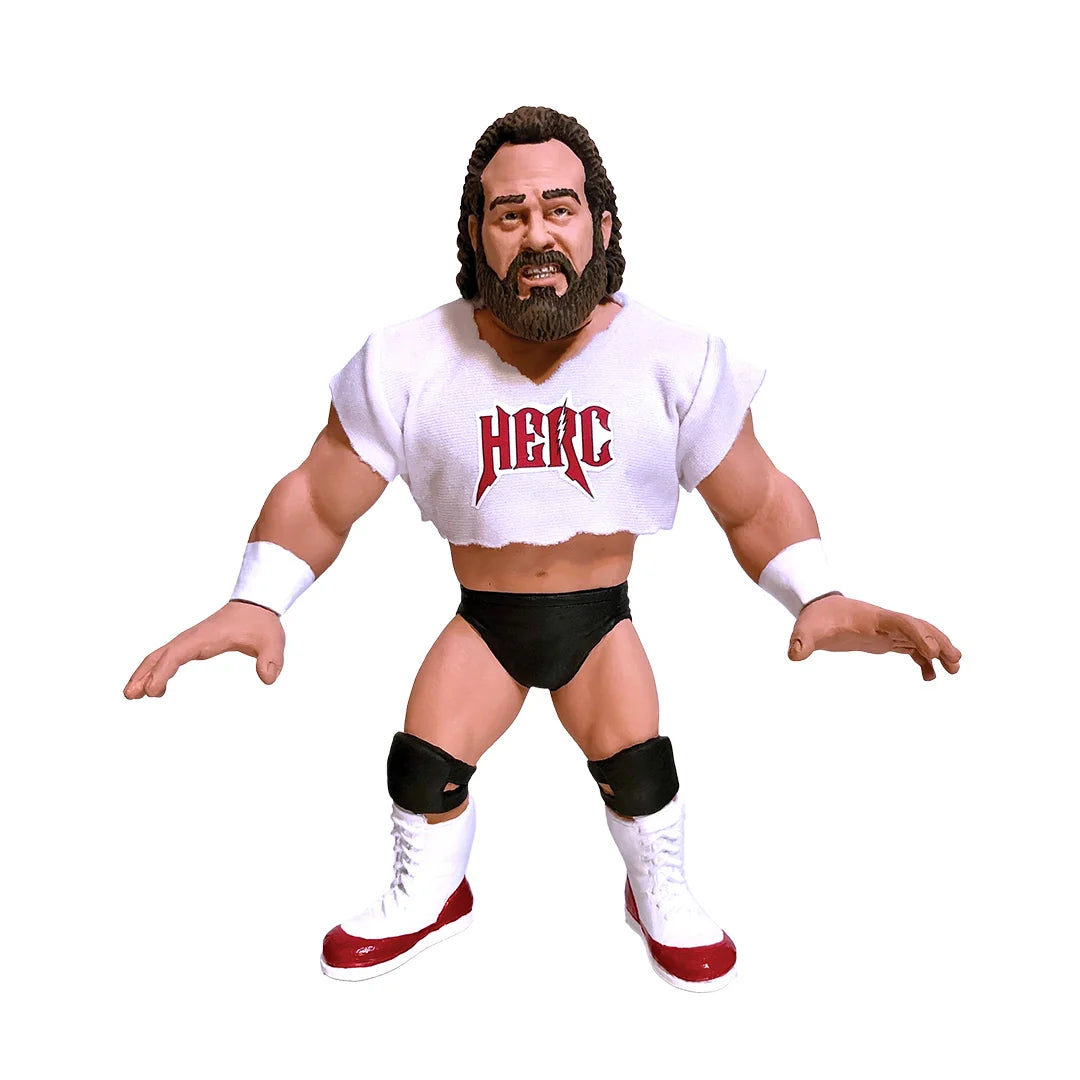 Hercules Hernandez action figure in black trunks, white-and-red boots, and cut-off HERC entrance shirt. - Action Figures - Wrestling