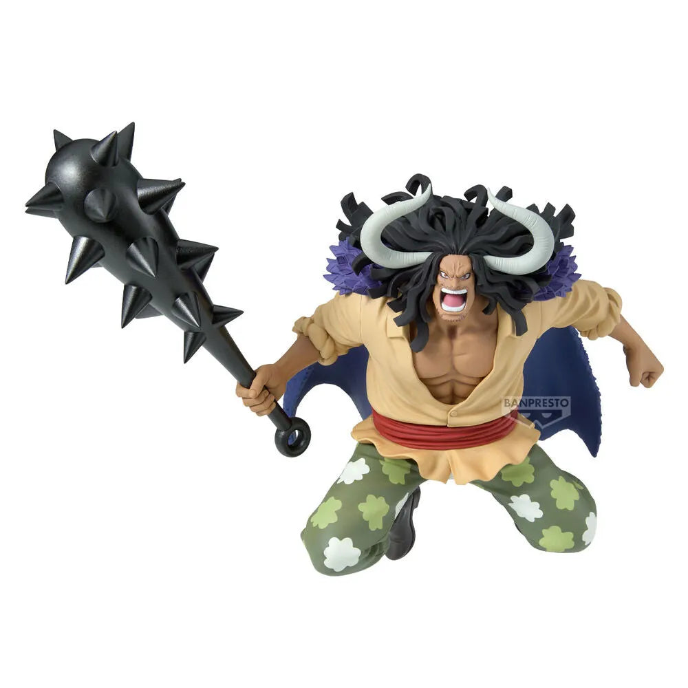 Action figure of Kaidou from One PIece with a large weapon on a white background