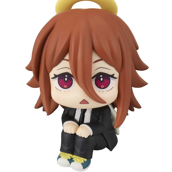 Chainsaw Man Angel Devil Look Up figure seated with white wings, red hair, and a golden halo. - Toys